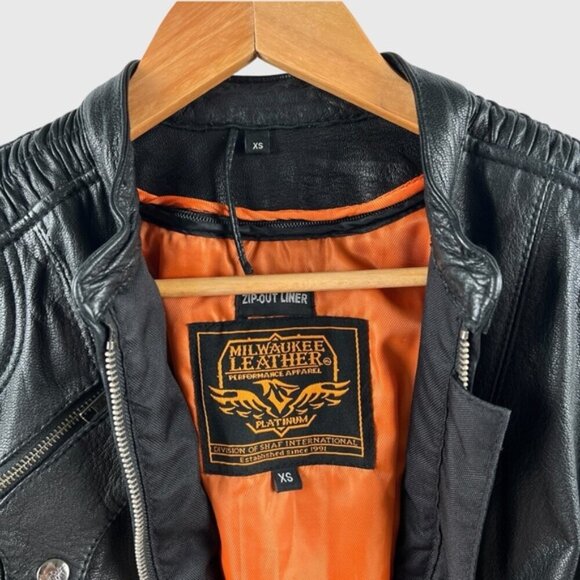 Milwaukee Leather Jacket JMLL2571 Black Crinkled Arm Motorcycle Bomber Goatskin - Picture 8 of 16